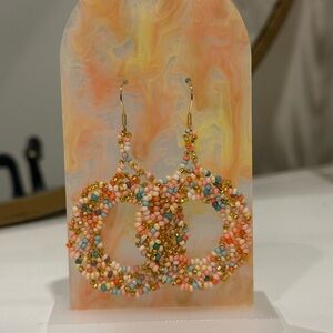 Multicolor Beaded Hoop Earrings - Lightweight Women’s Jewelry